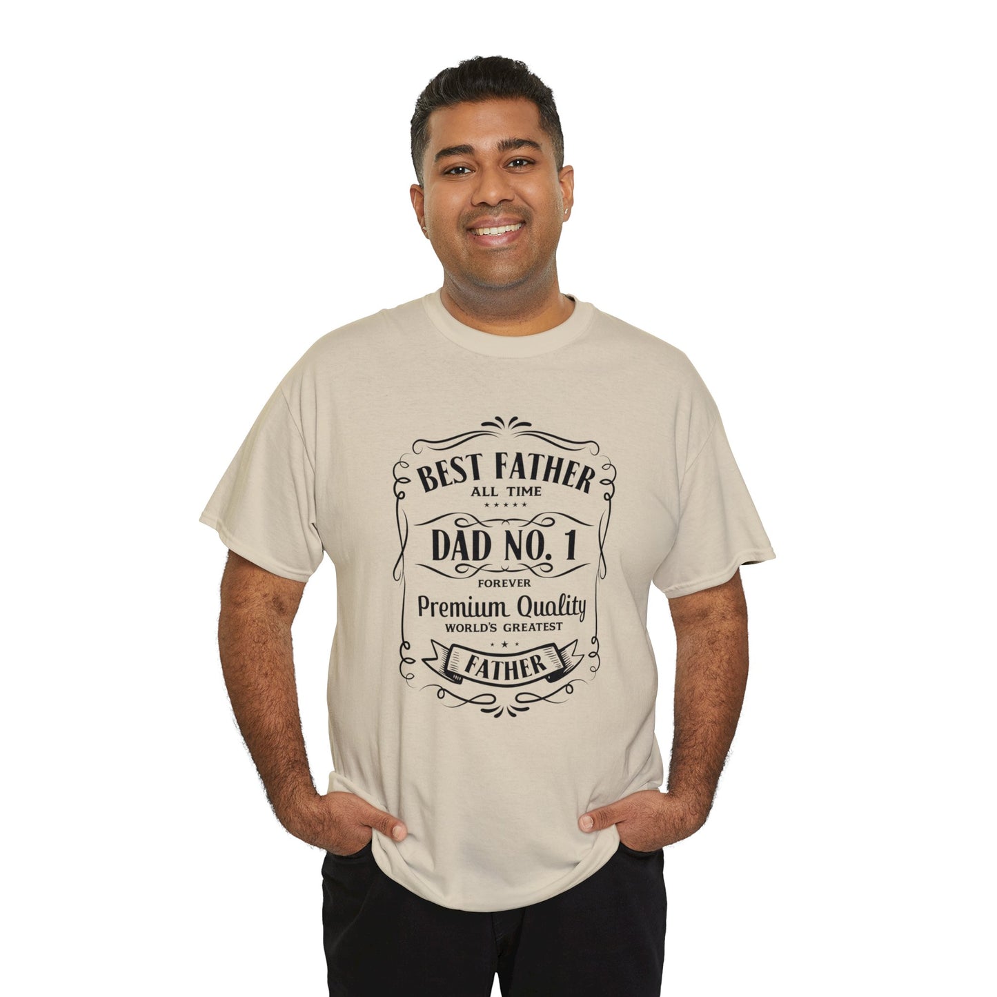 Best Father NO.1 whiskey label design Unisex Heavy Cotton Tee