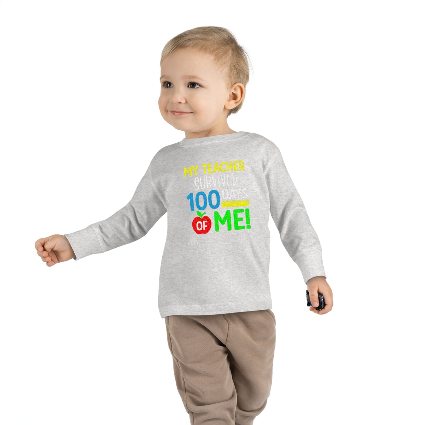 My Teacher Survived 100 days of Me Toddler Long Sleeve Tee