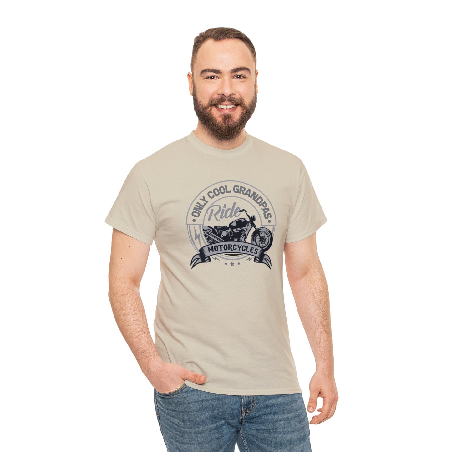 Only Cool Grandpas Ride Motorcycles Unisex Heavy Cotton Tee