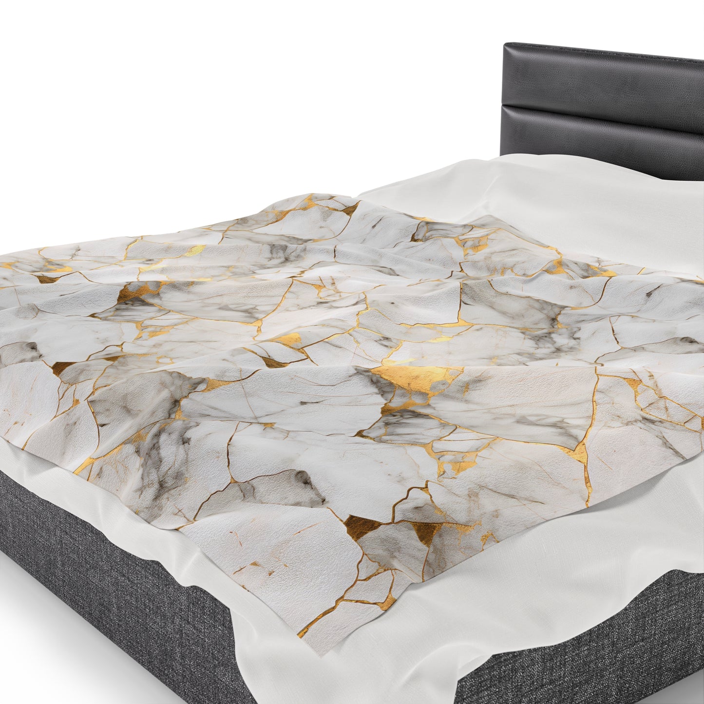 White & Gold Marble Velveteen Plush Blanket