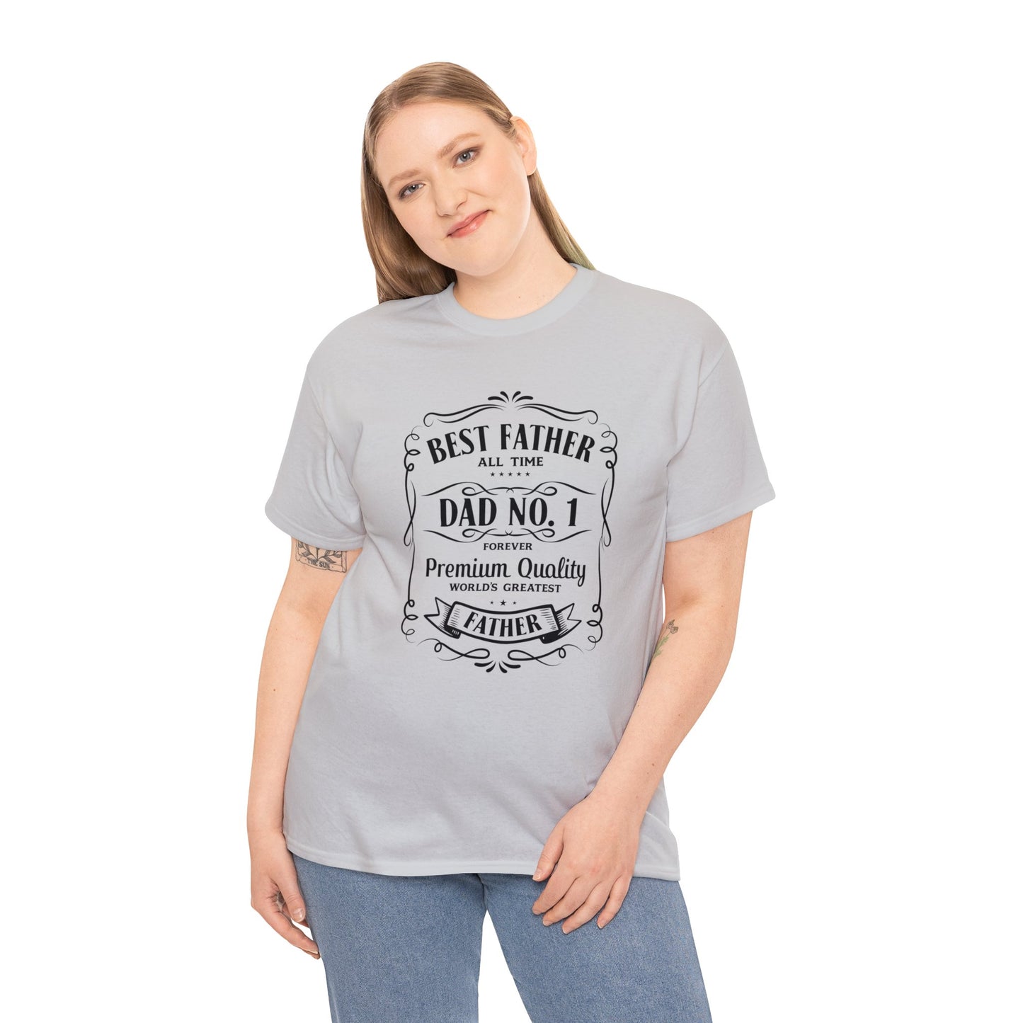 Best Father NO.1 whiskey label design Unisex Heavy Cotton Tee