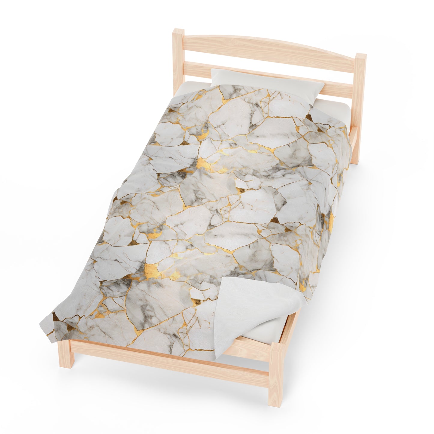 White & Gold Marble Velveteen Plush Blanket