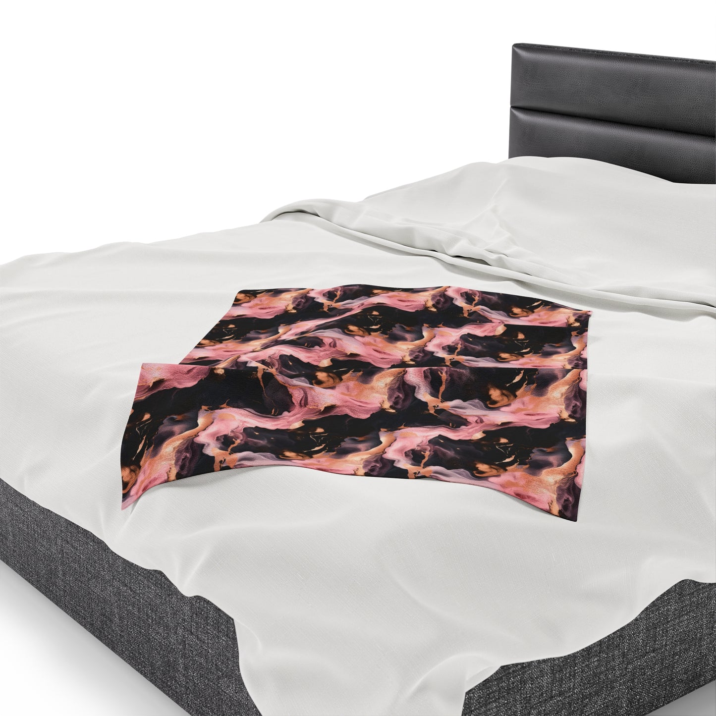 Pink & Black Marble Velveteen Plush Blanket
