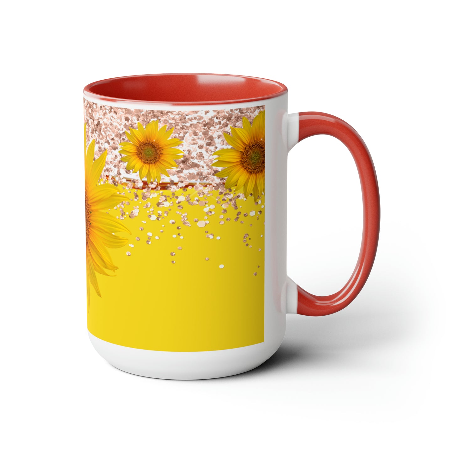 Sunflower Two-Tone Coffee Mugs, 15oz