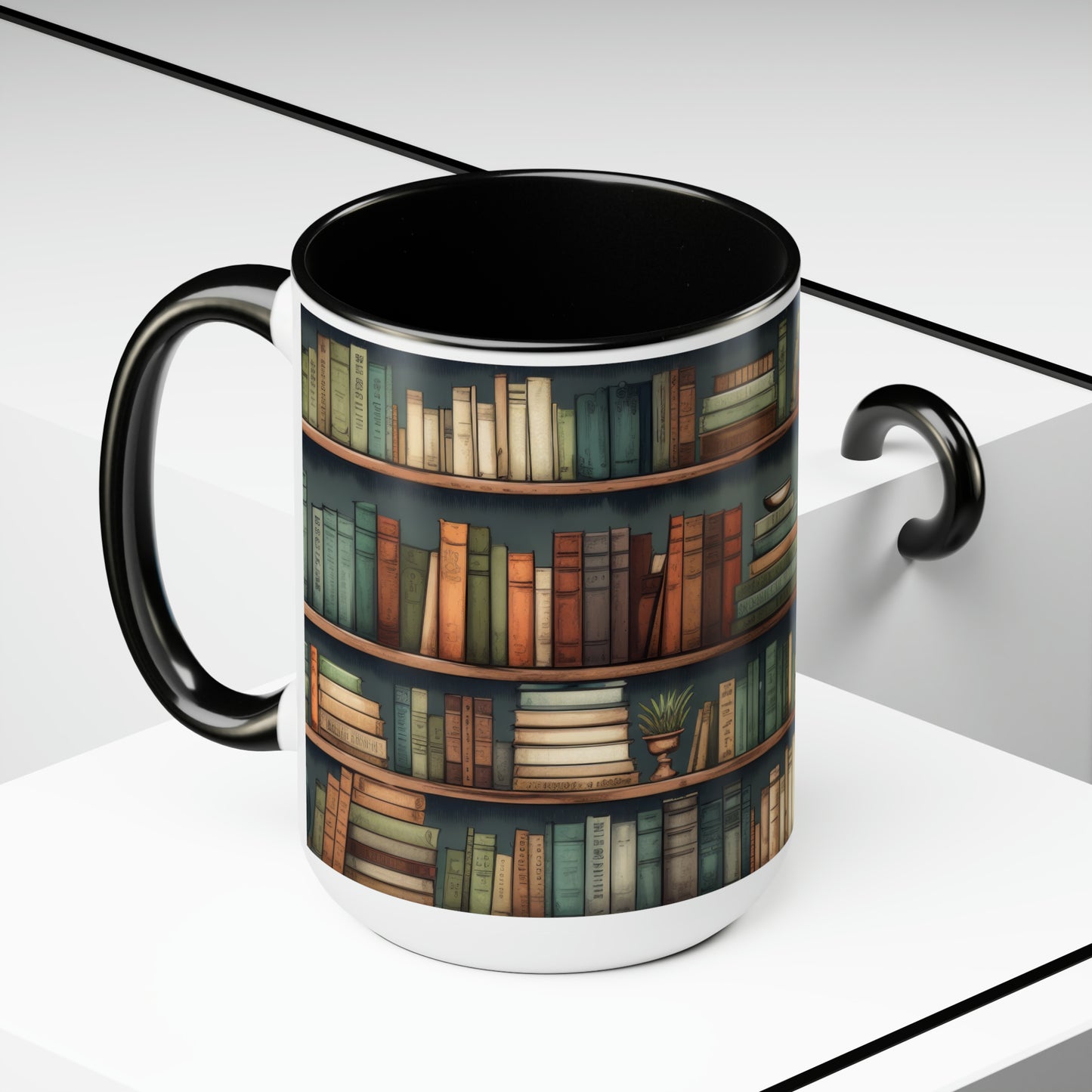 Library Two-Tone Coffee Mugs, 15oz