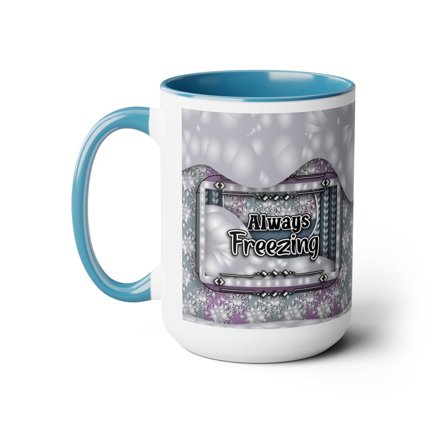 Always Freezing Two-Tone Coffee Mugs, 15oz