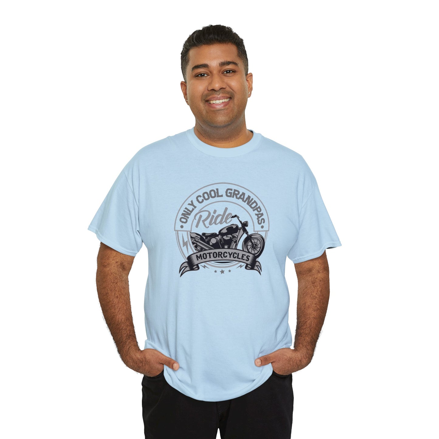 Only Cool Grandpas Ride Motorcycles Unisex Heavy Cotton Tee