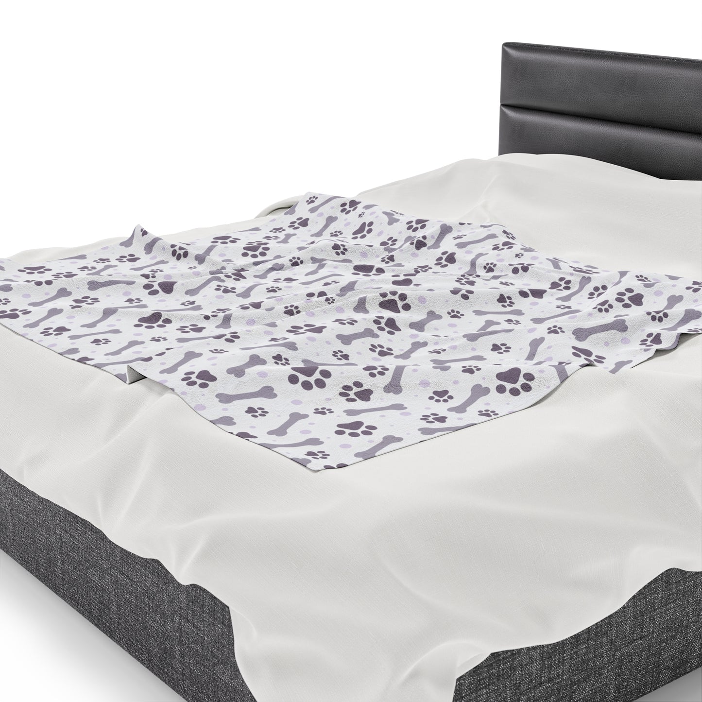 Paw and Bones Print Velveteen Plush Blanket