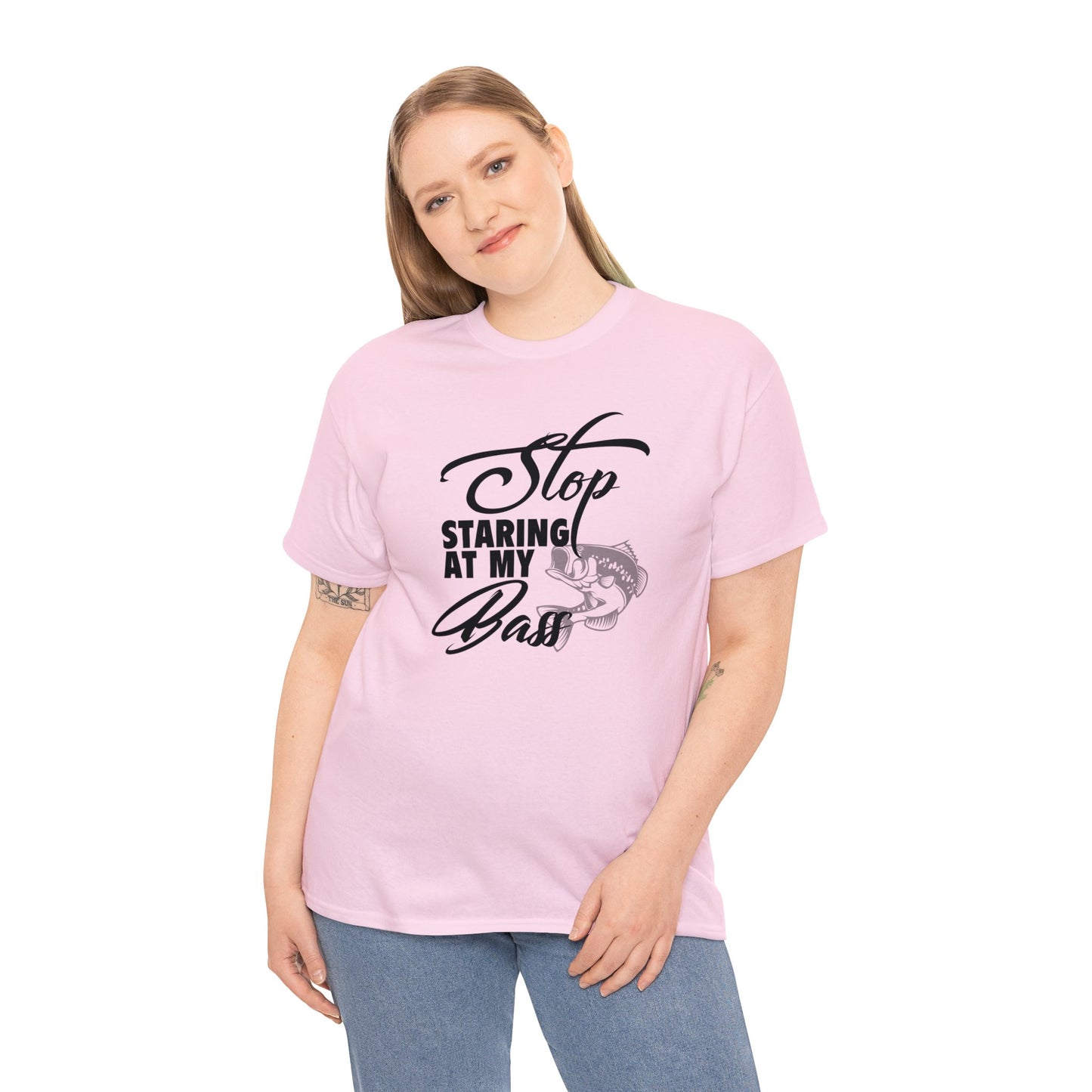 Stop Staring At My Bass Unisex Heavy Cotton Tee