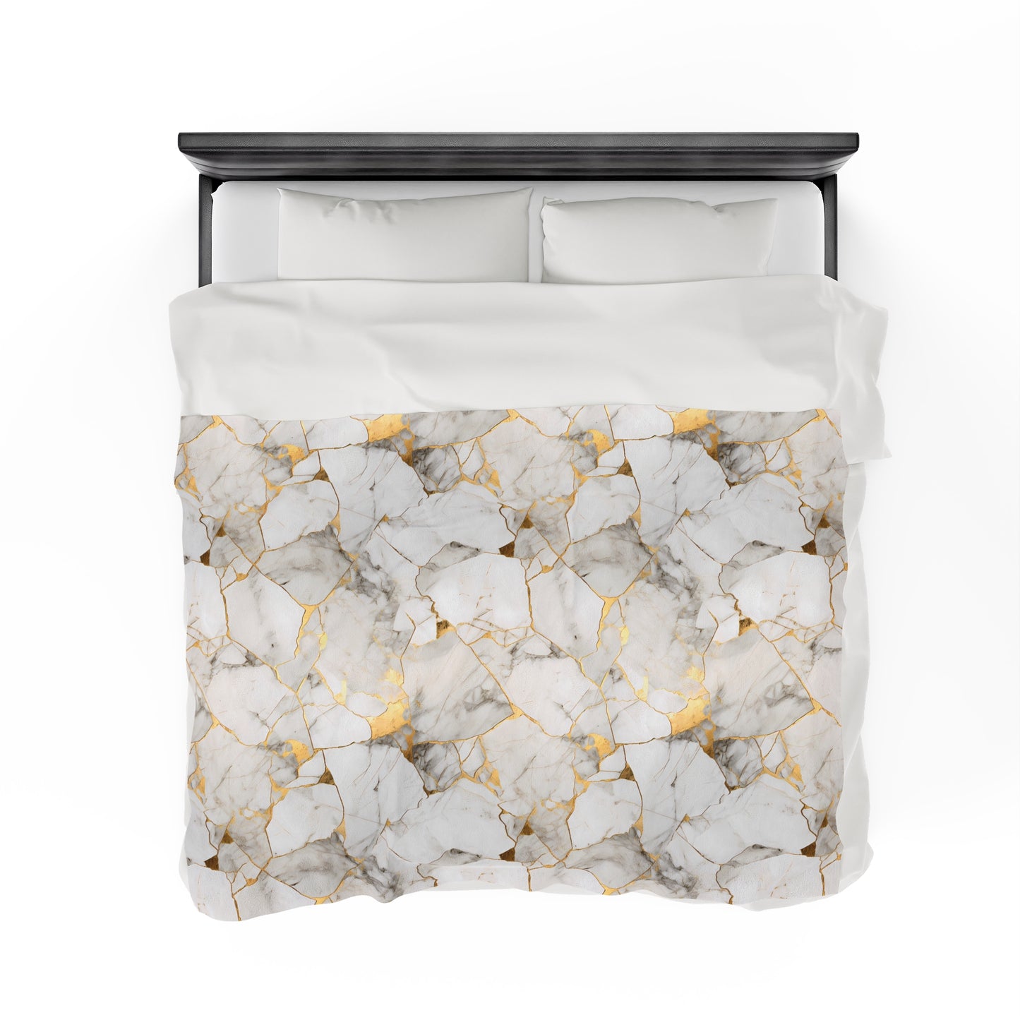 White & Gold Marble Velveteen Plush Blanket