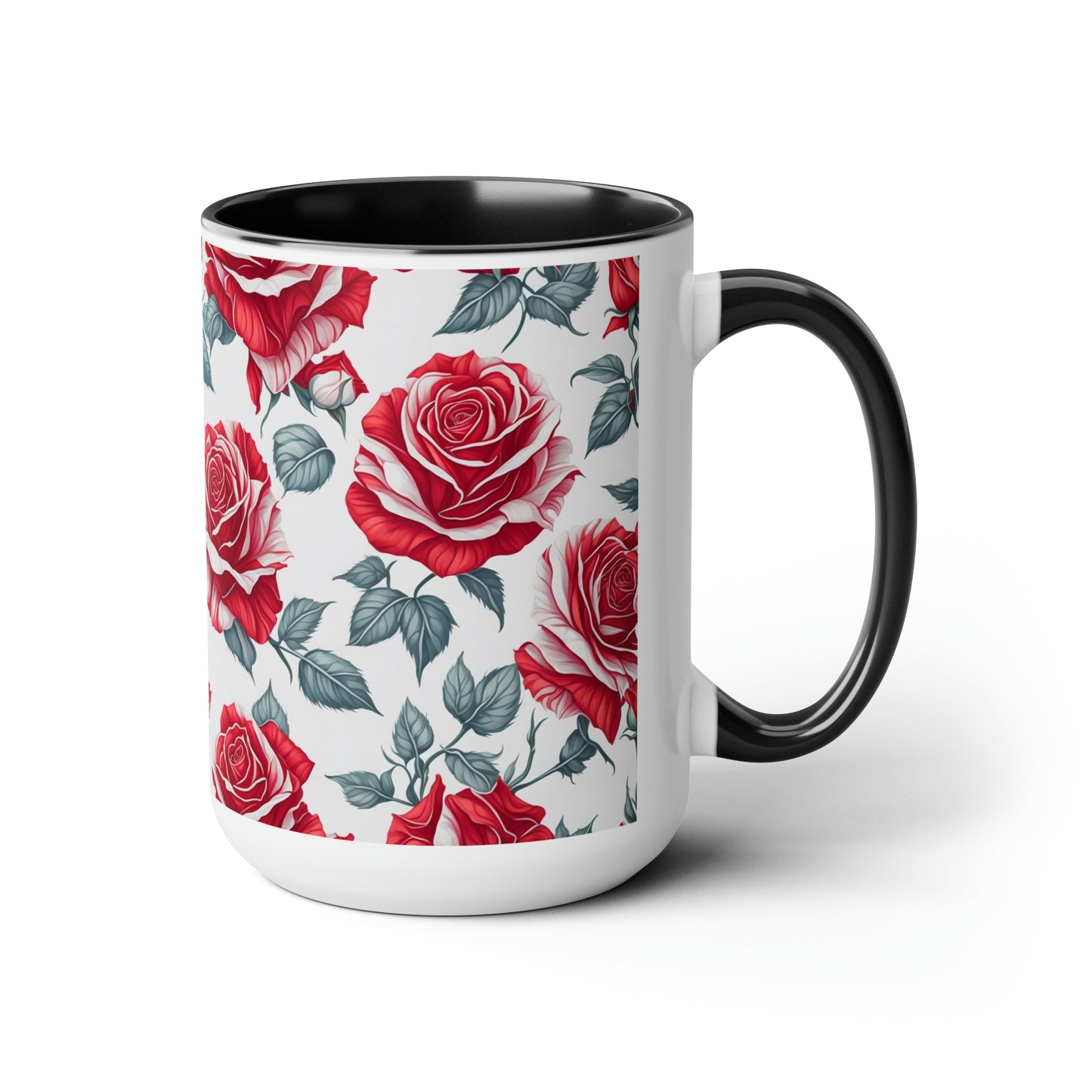 Roses Two-Tone Coffee Mugs, 15oz