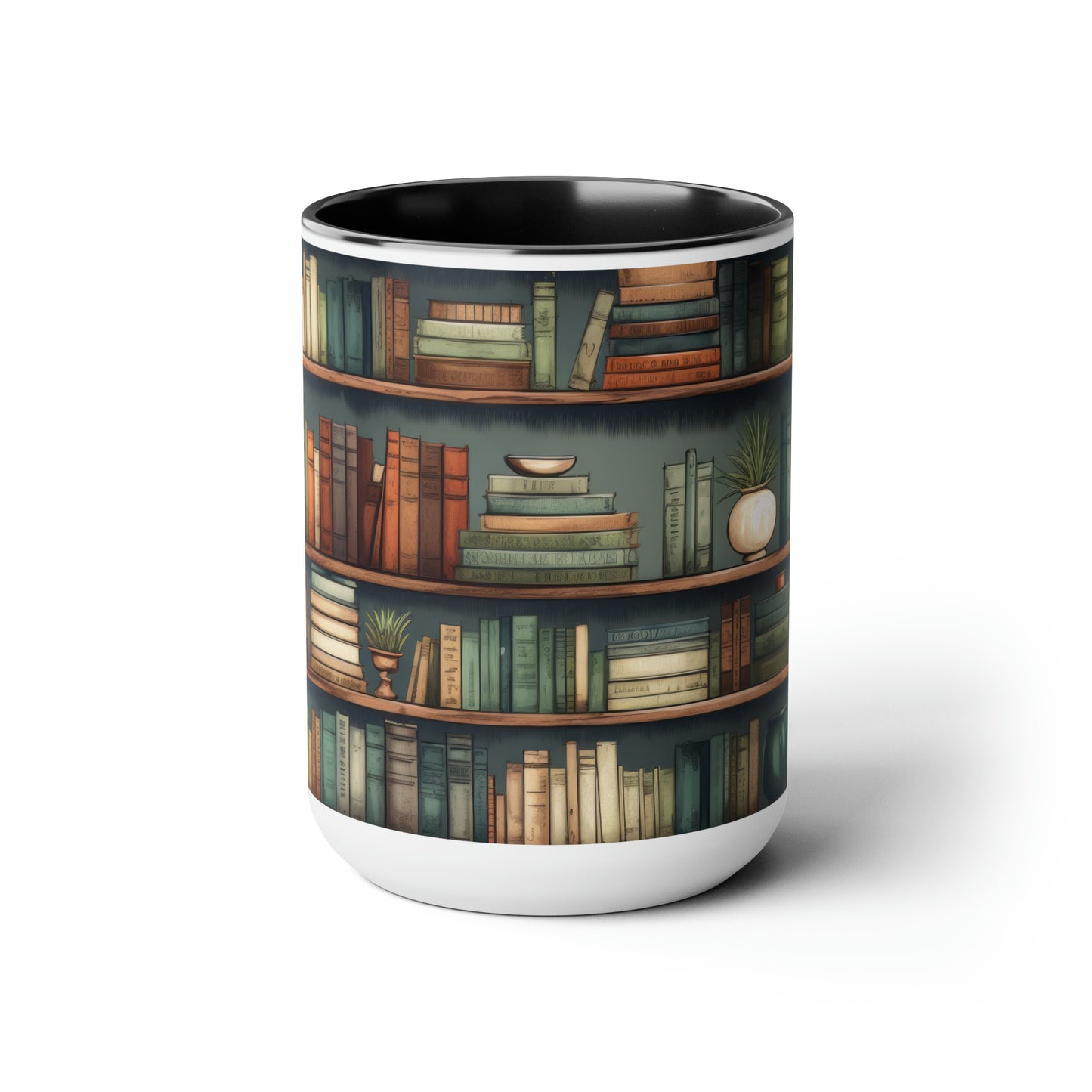 Library Two-Tone Coffee Mugs, 15oz