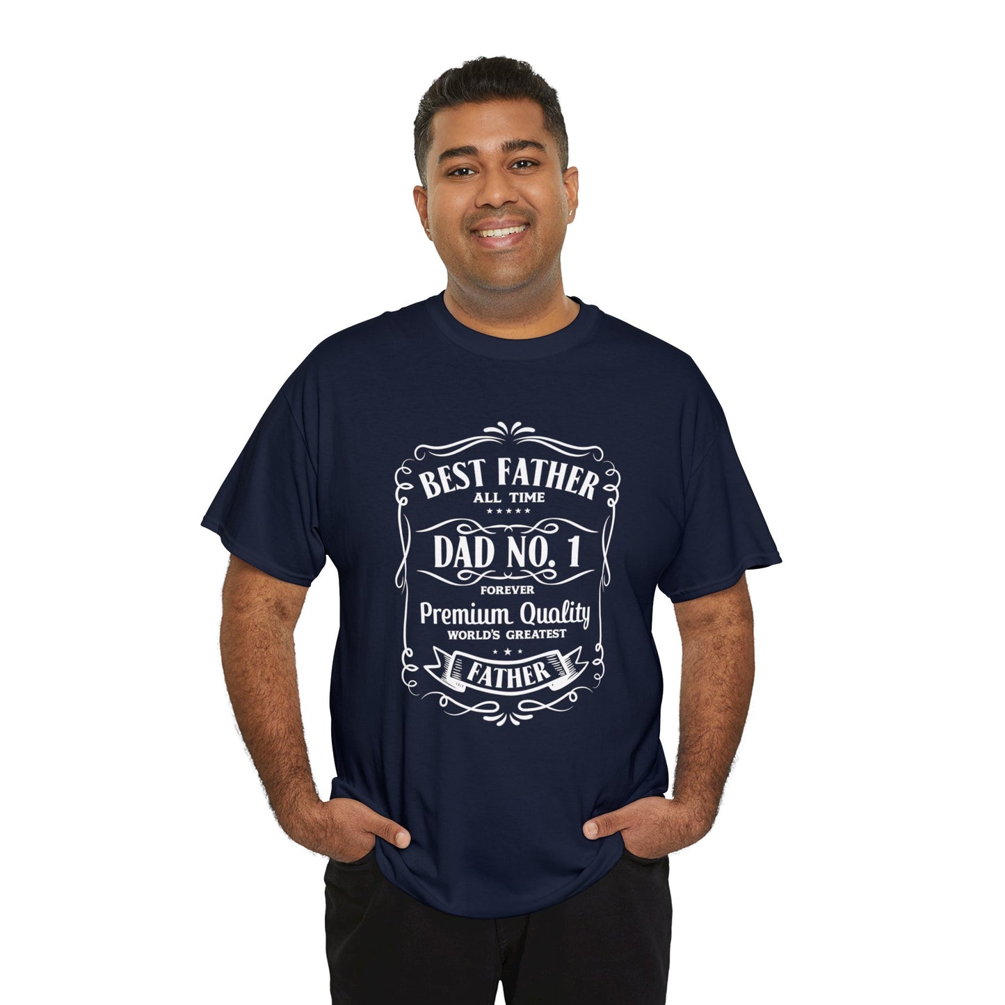 Best Father NO.1 whiskey label design Unisex Heavy Cotton Tee