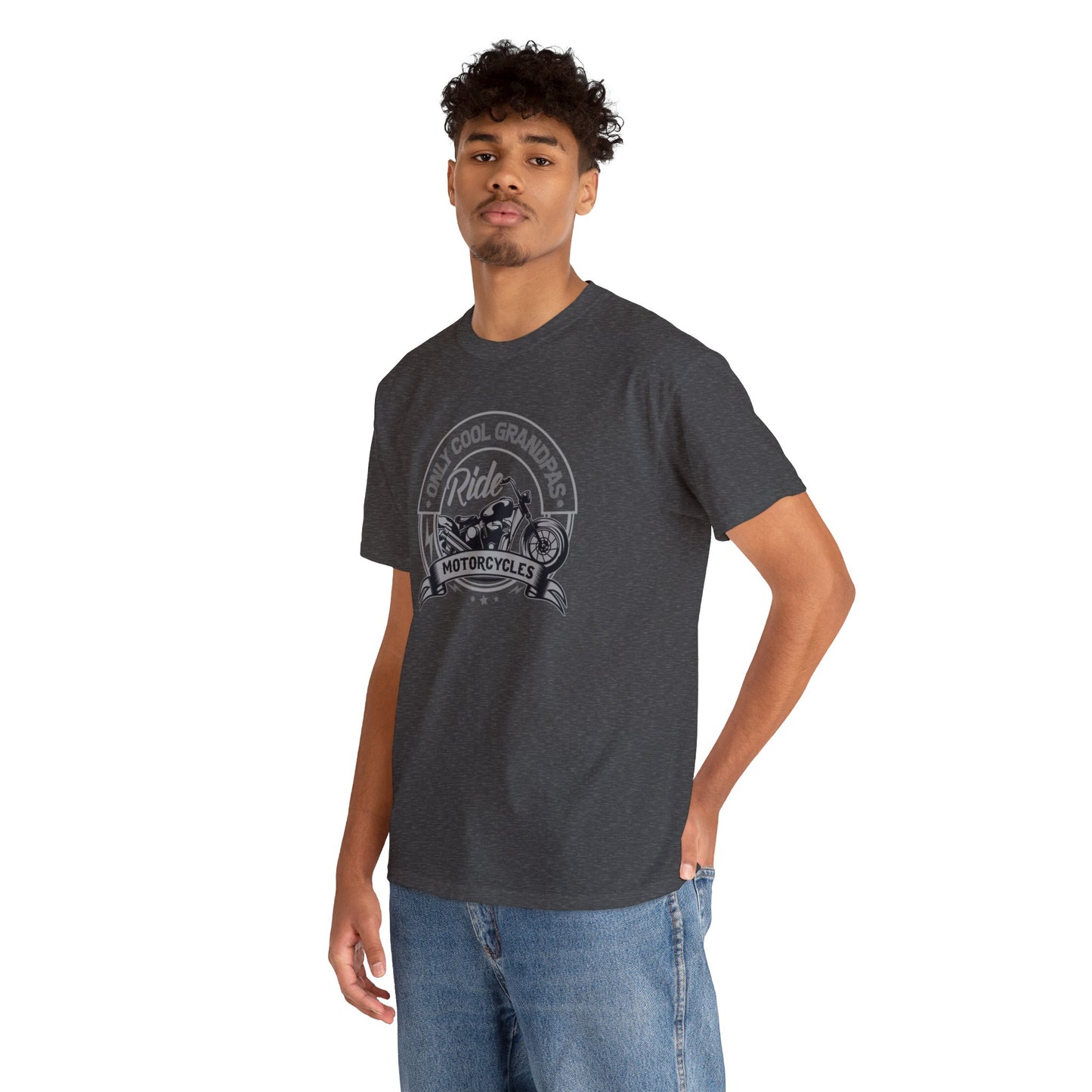 Only Cool Grandpas Ride Motorcycles Unisex Heavy Cotton Tee
