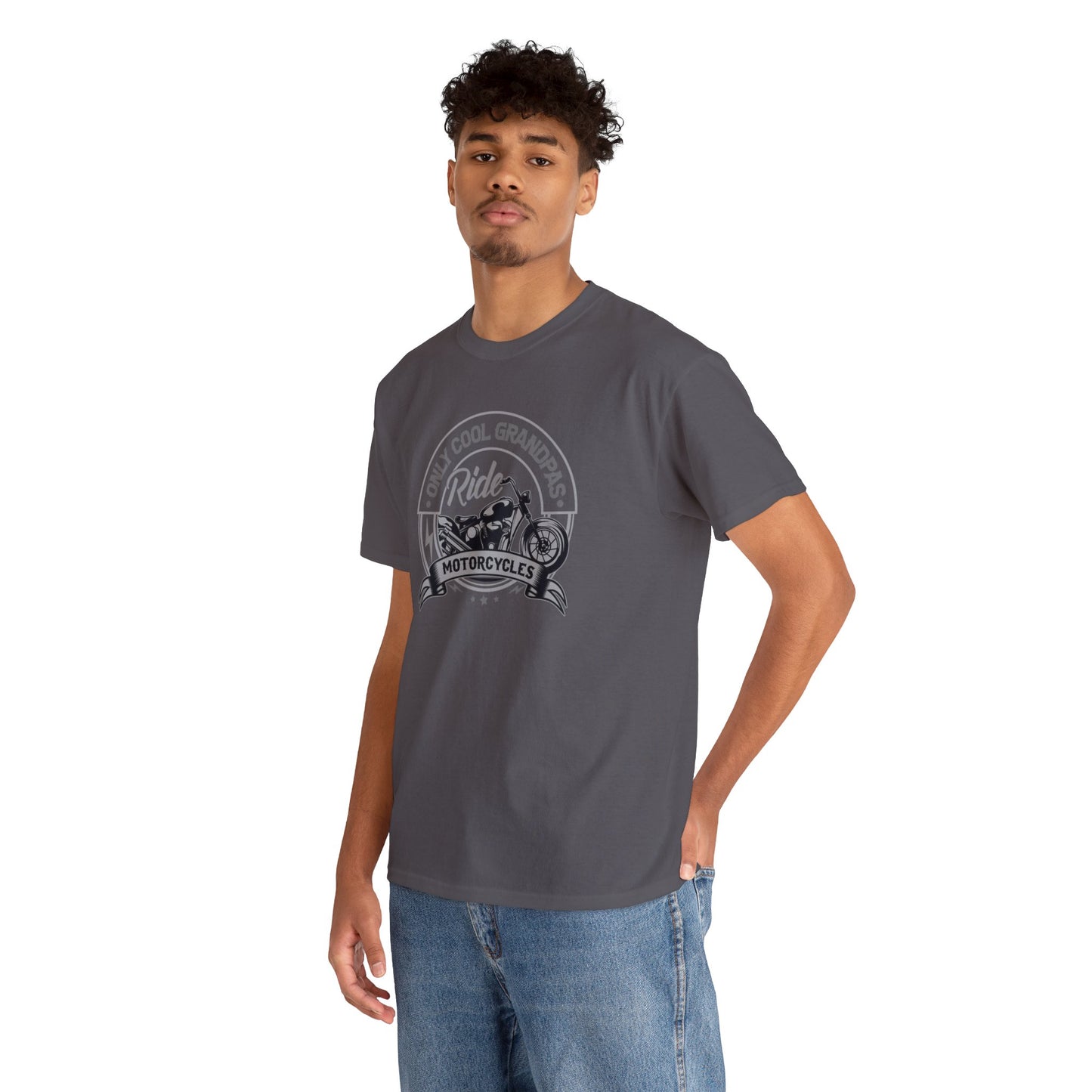 Only Cool Grandpas Ride Motorcycles Unisex Heavy Cotton Tee