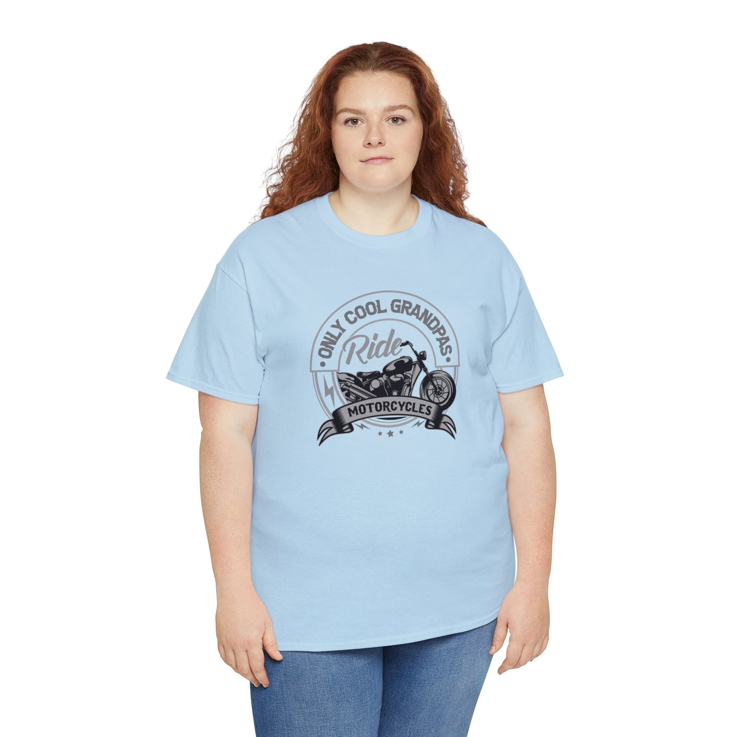 Only Cool Grandpas Ride Motorcycles Unisex Heavy Cotton Tee