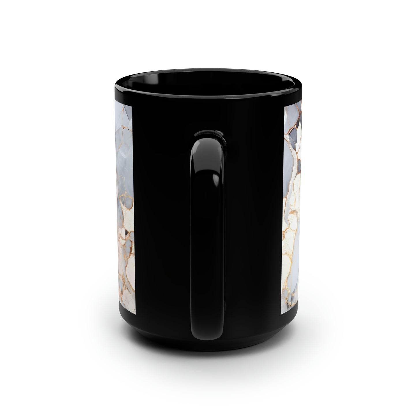 Rose Gold & Black Marble Black Mug, 15oz