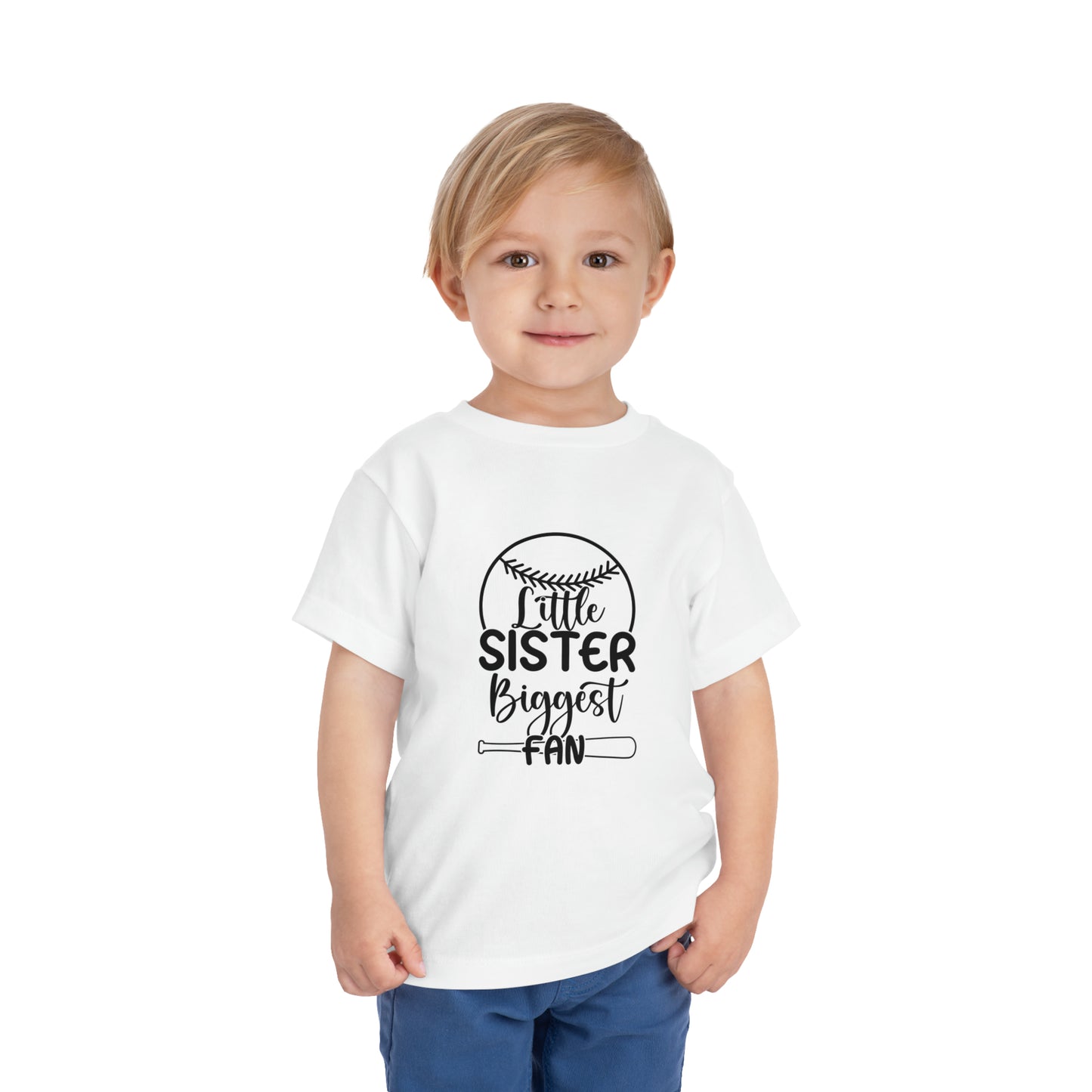 Little Sister Biggest Fan baseball Toddler Short Sleeve Tee
