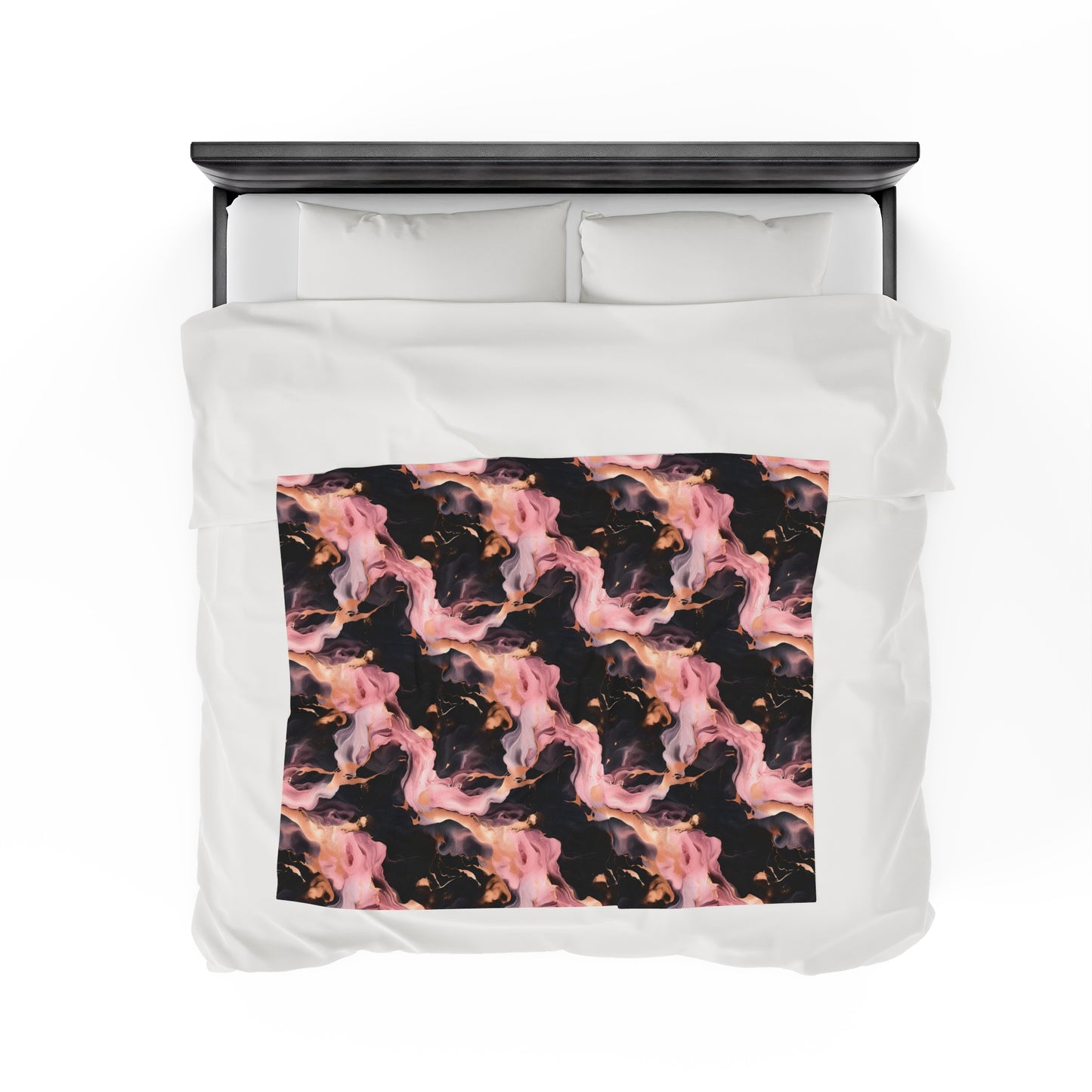 Pink & Black Marble Velveteen Plush Blanket