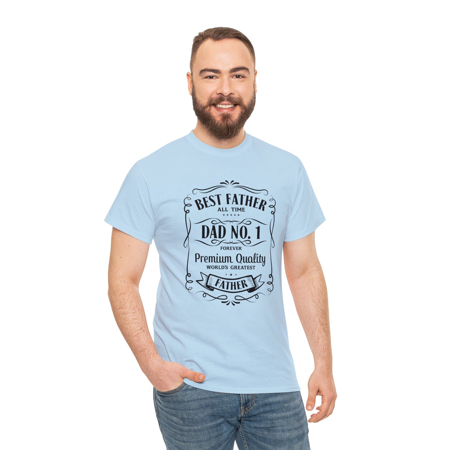 Best Father NO.1 whiskey label design Unisex Heavy Cotton Tee