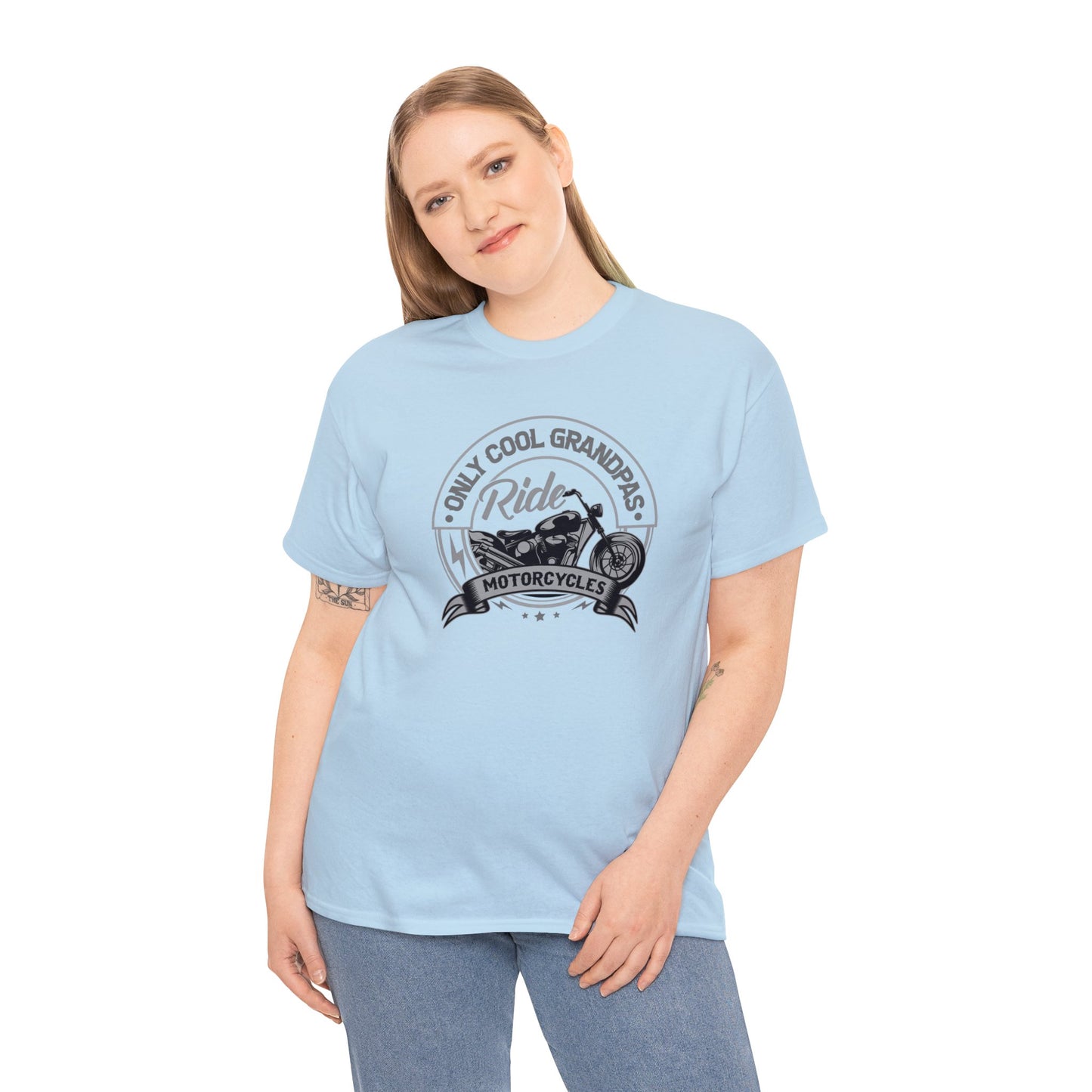 Only Cool Grandpas Ride Motorcycles Unisex Heavy Cotton Tee