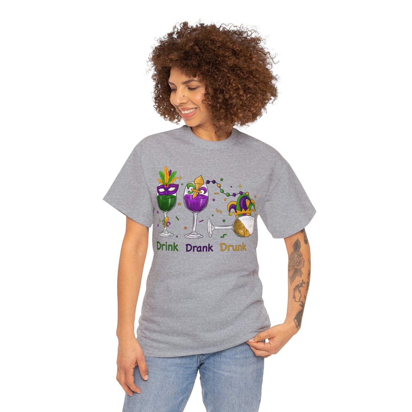 Mardi Gras Drink Drank Drunk Unisex Heavy Cotton Tee