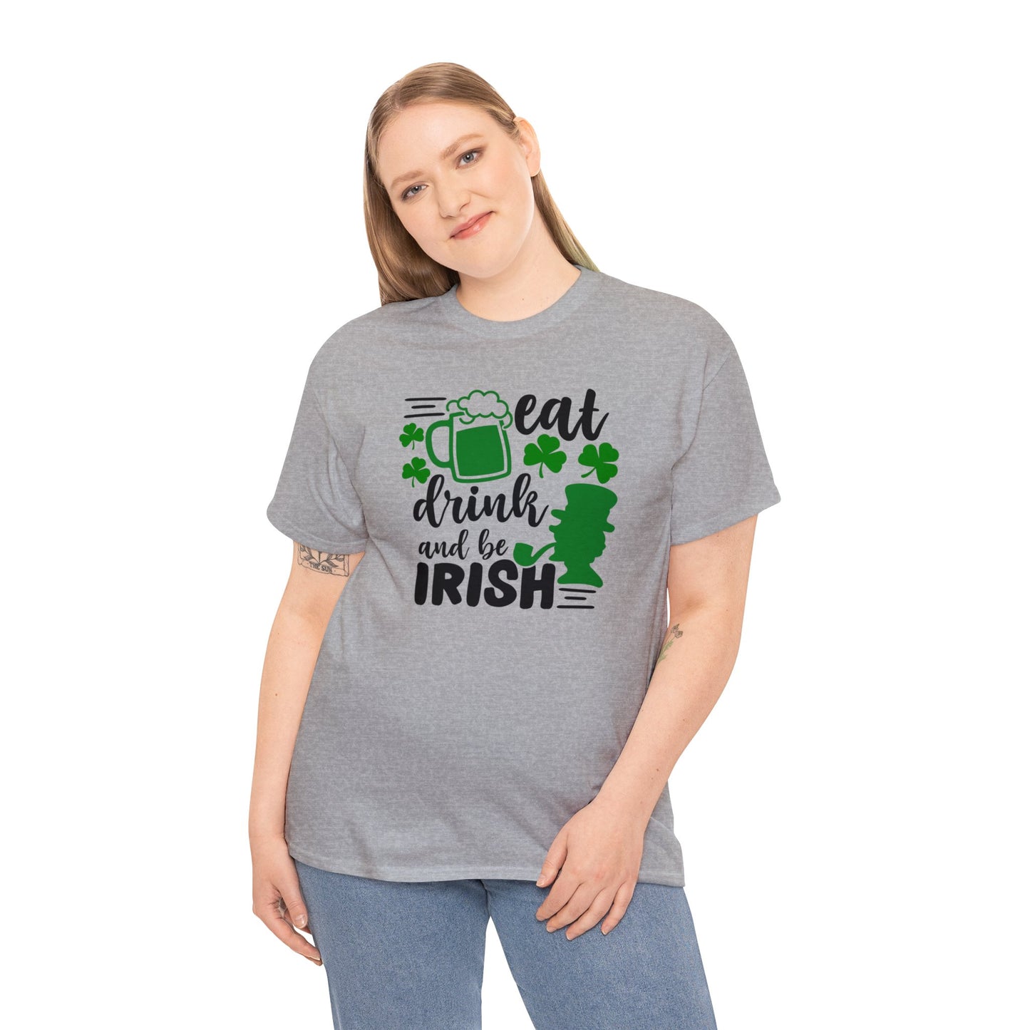 Eat Drink & Be Irish St Patricks Day Unisex Heavy Cotton Tee