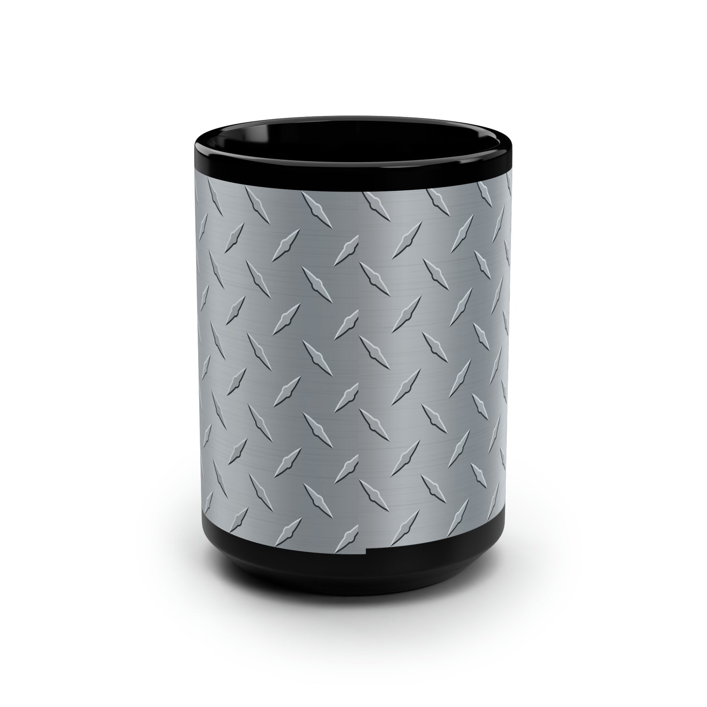 Diamond Plate Black Mug, 15oz