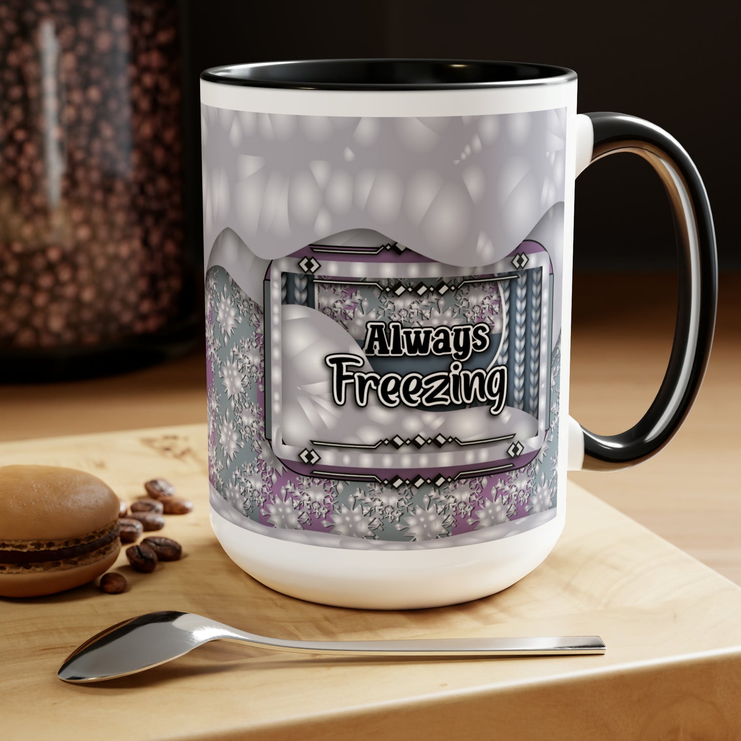 Always Freezing Two-Tone Coffee Mugs, 15oz