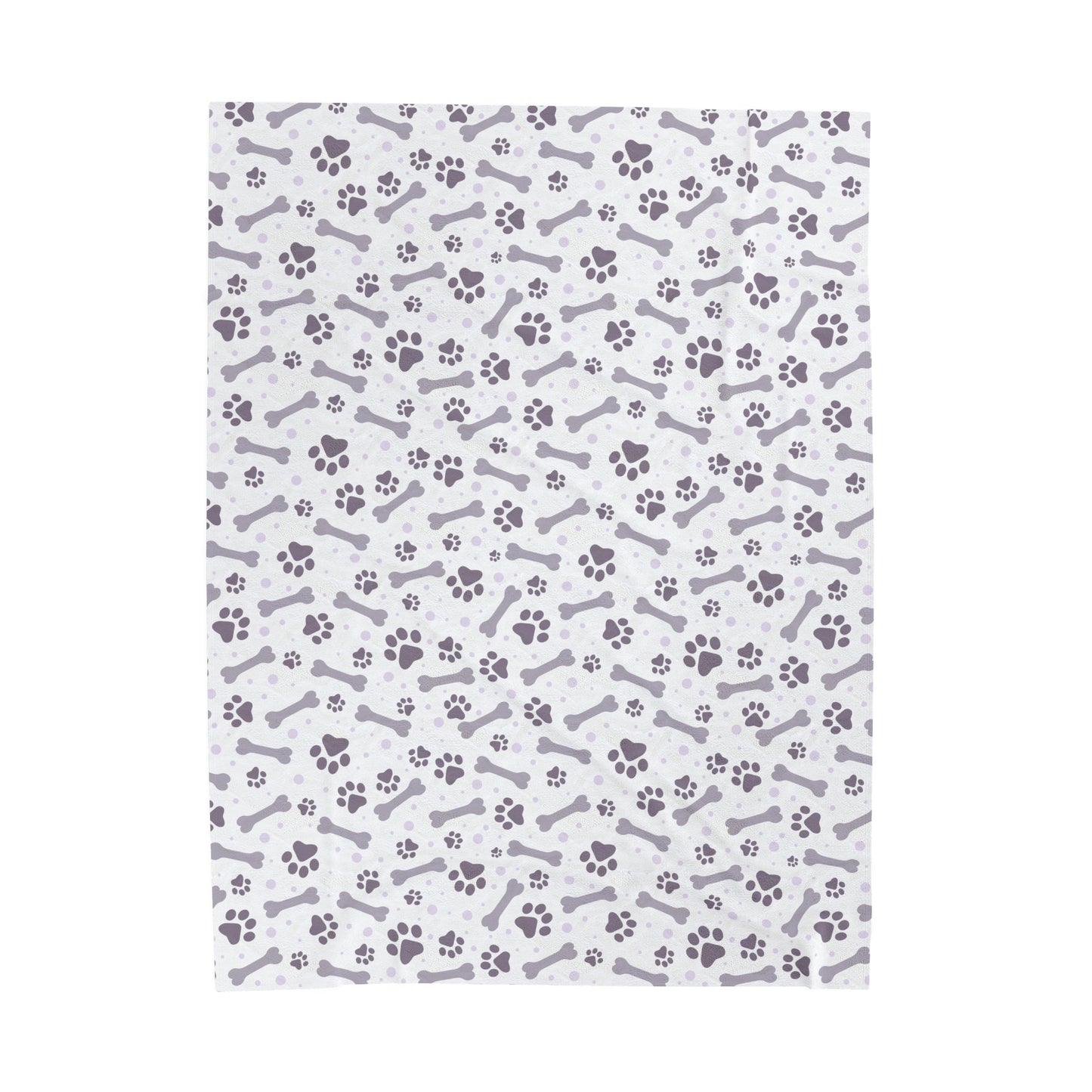 Paw and Bones Print Velveteen Plush Blanket