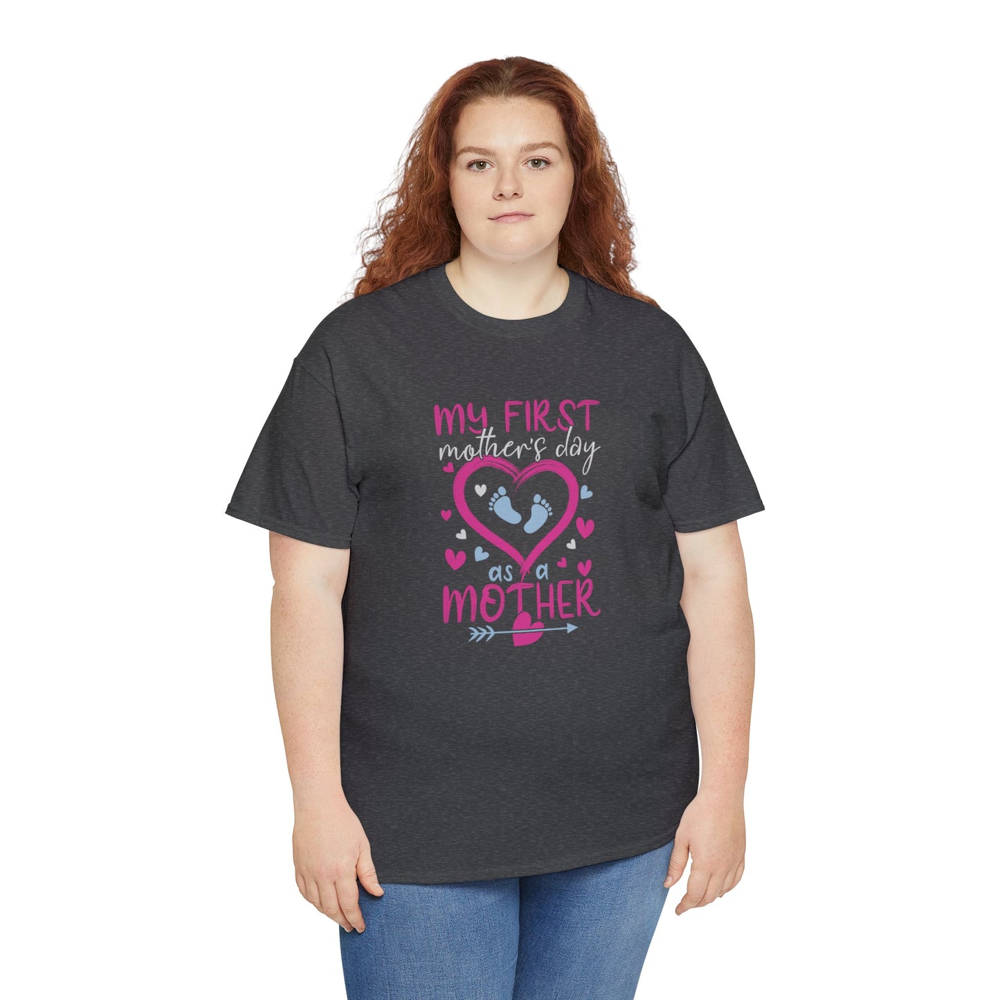 My 1st Mothers Day as a Mom Pink & Blue Unisex Heavy Cotton Tee