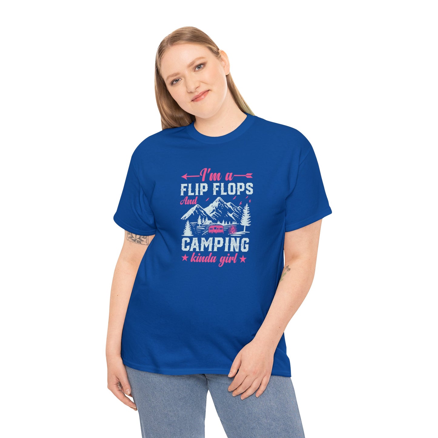 FlipFlops Camping Kinda Girl Unisex Heavy Cotton Tee