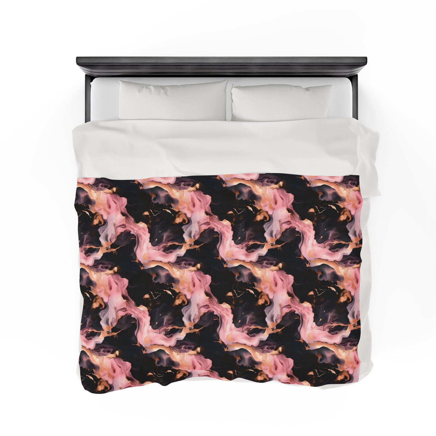 Pink & Black Marble Velveteen Plush Blanket
