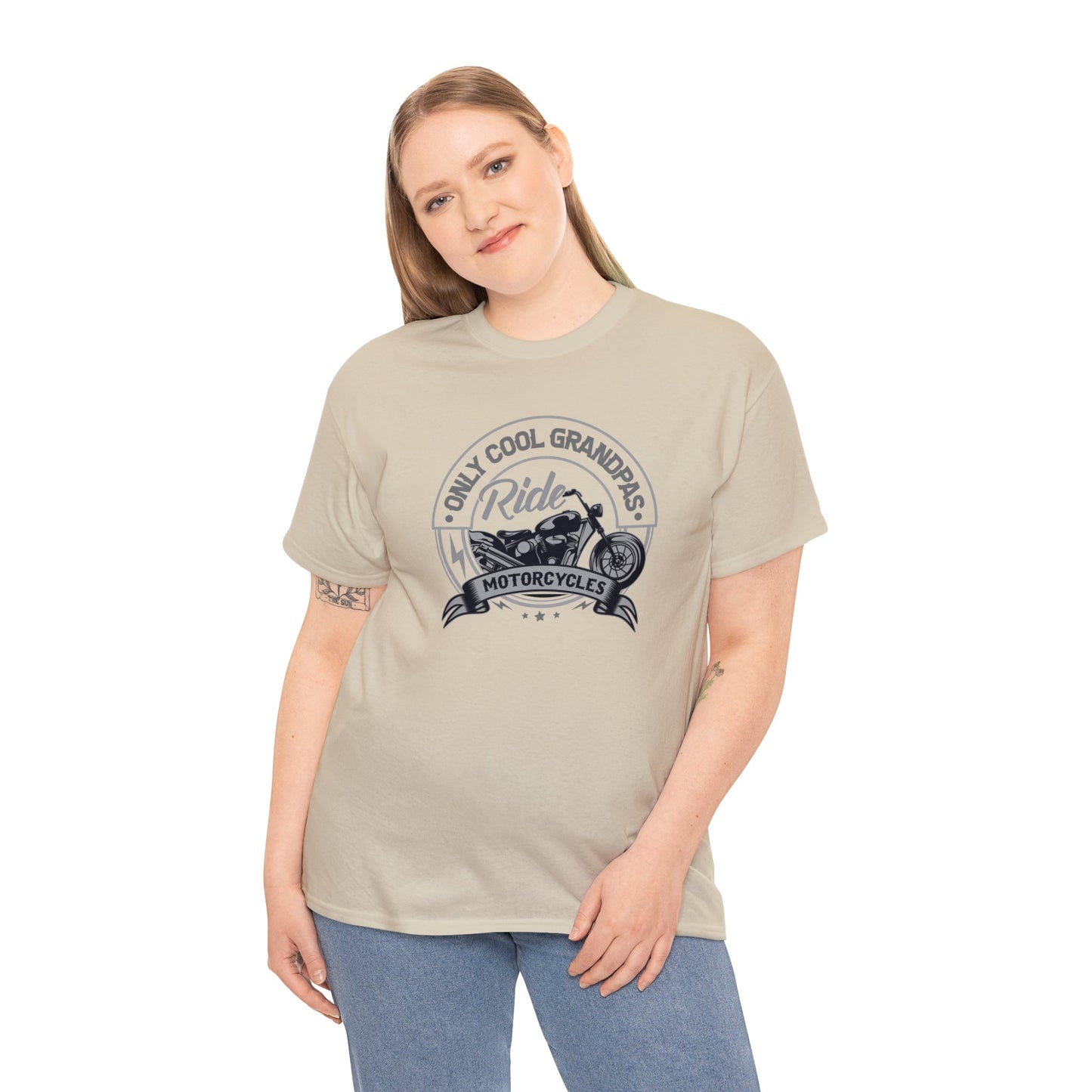 Only Cool Grandpas Ride Motorcycles Unisex Heavy Cotton Tee