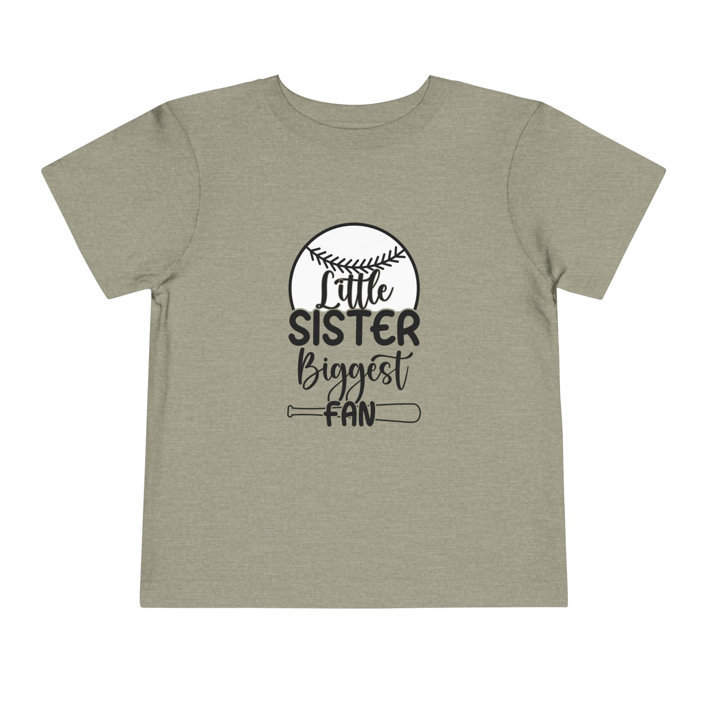 Little Sister Biggest Fan baseball Toddler Short Sleeve Tee