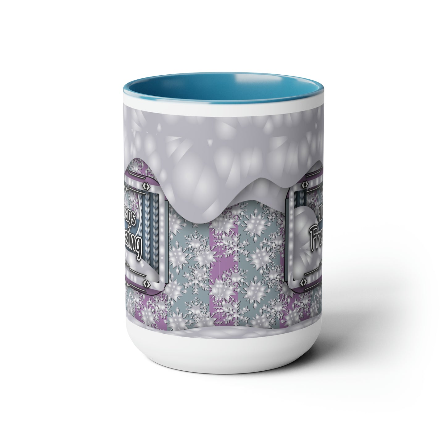 Always Freezing Two-Tone Coffee Mugs, 15oz