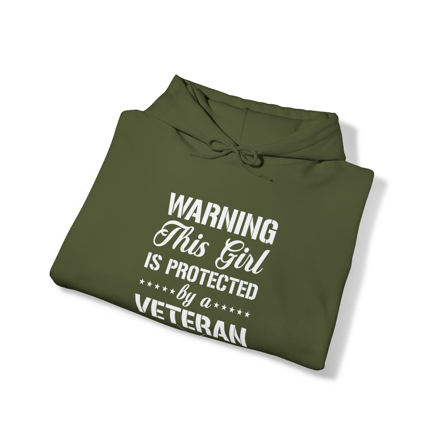 Warning This Girl is Protected by a Veteran Unisex Heavy Blend™ Hooded Sweatshirt