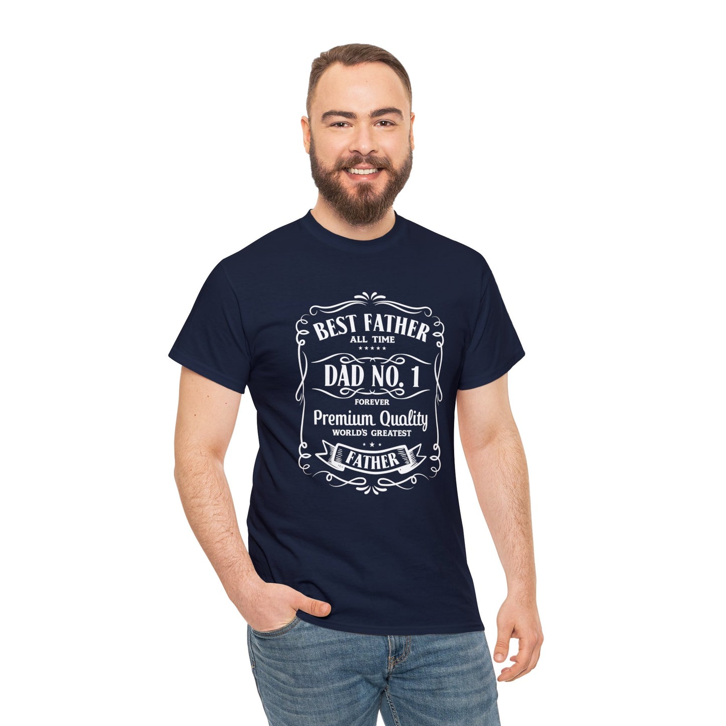 Best Father NO.1 whiskey label design Unisex Heavy Cotton Tee