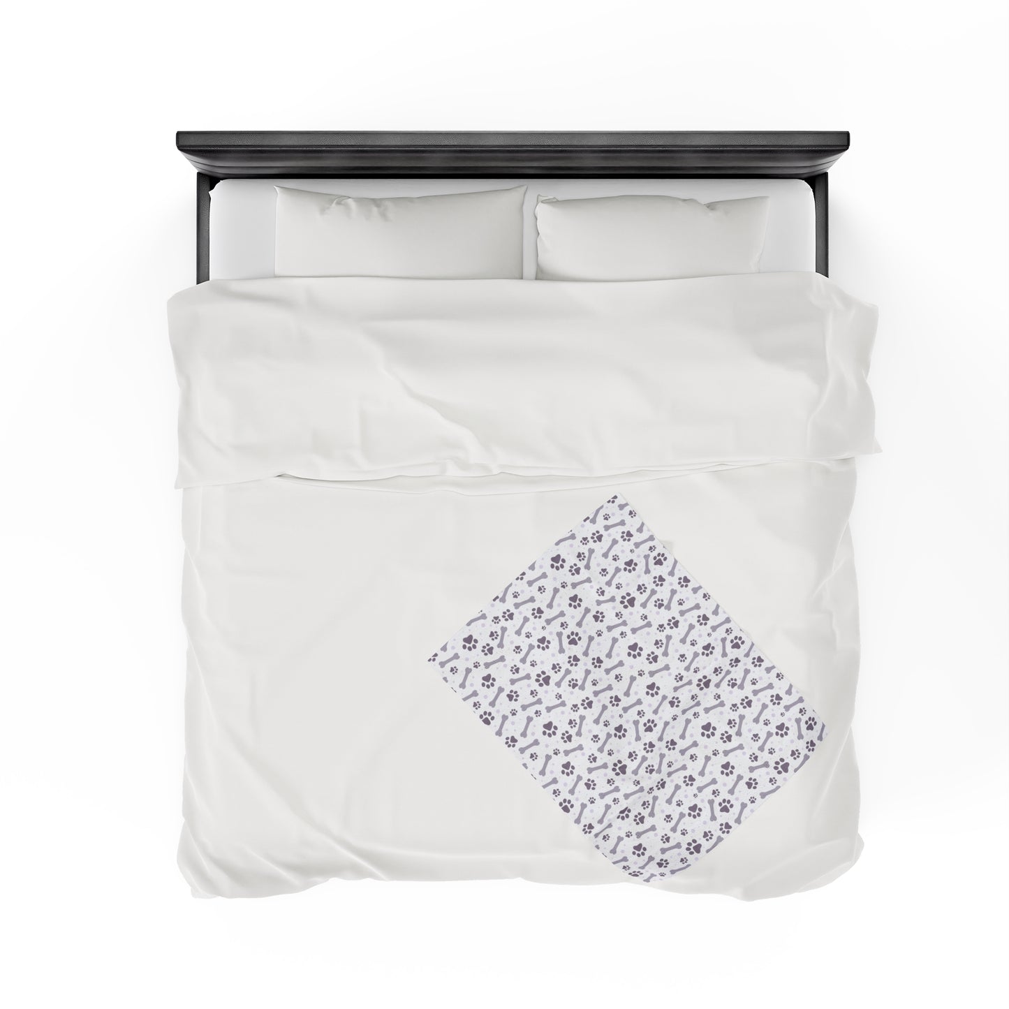 Paw and Bones Print Velveteen Plush Blanket