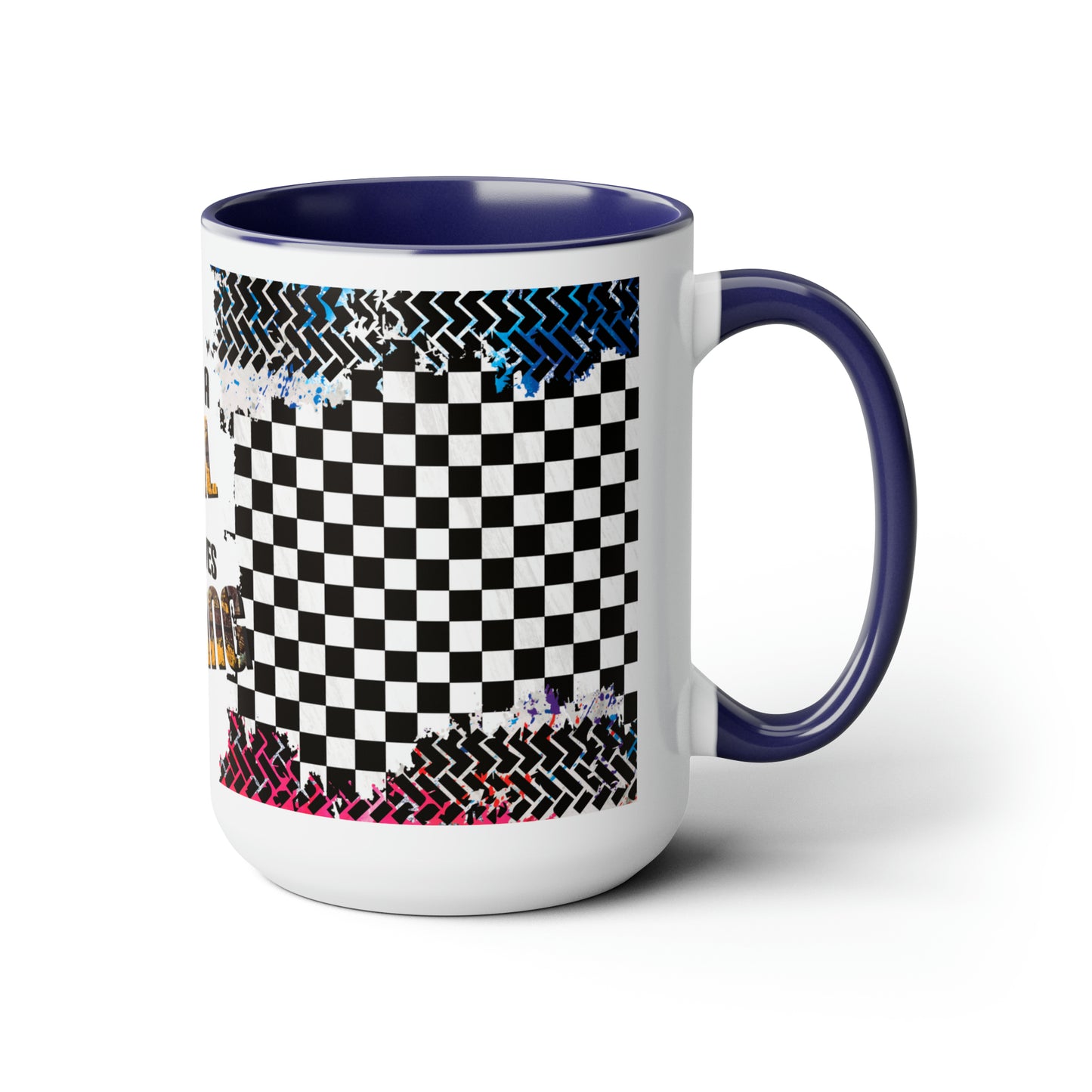 Just a Girl That Loves Racing Two-Tone Coffee Mugs, 15oz