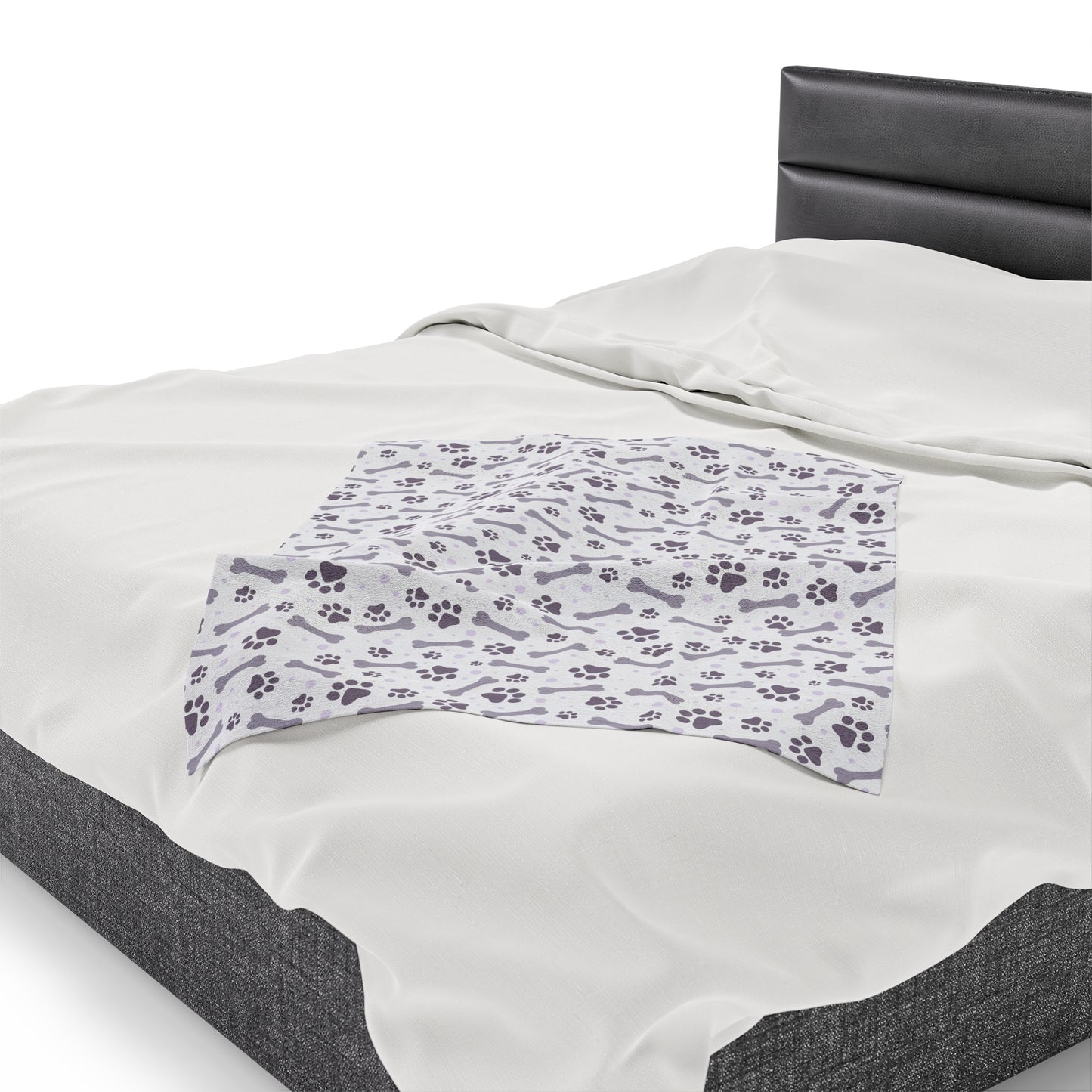 Paw and Bones Print Velveteen Plush Blanket