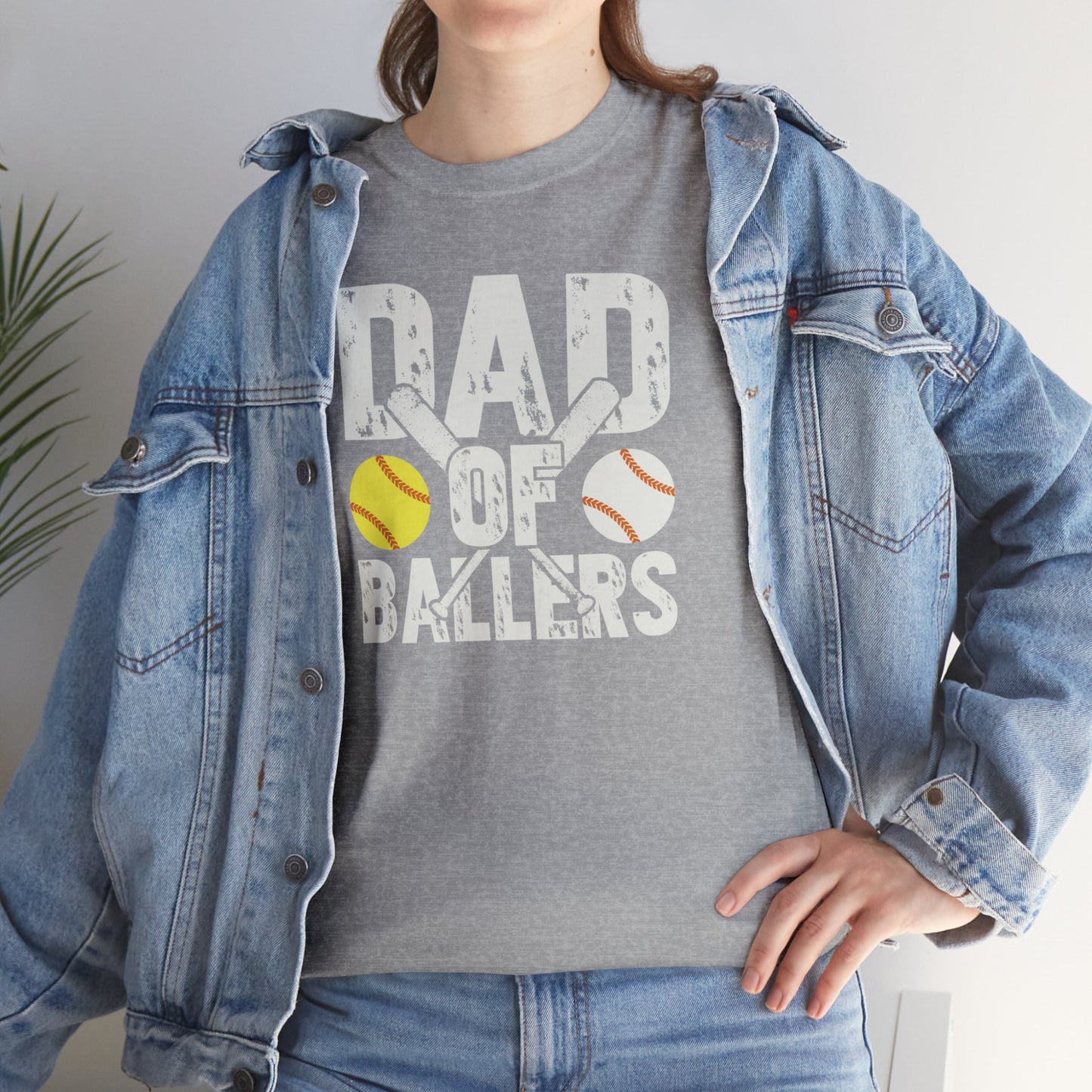 Dad of Ballers baseball shirt Unisex Heavy Cotton Tee