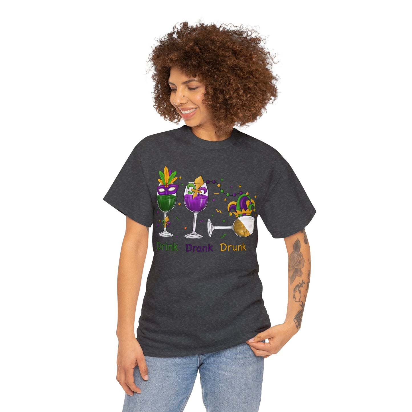 Mardi Gras Drink Drank Drunk Unisex Heavy Cotton Tee