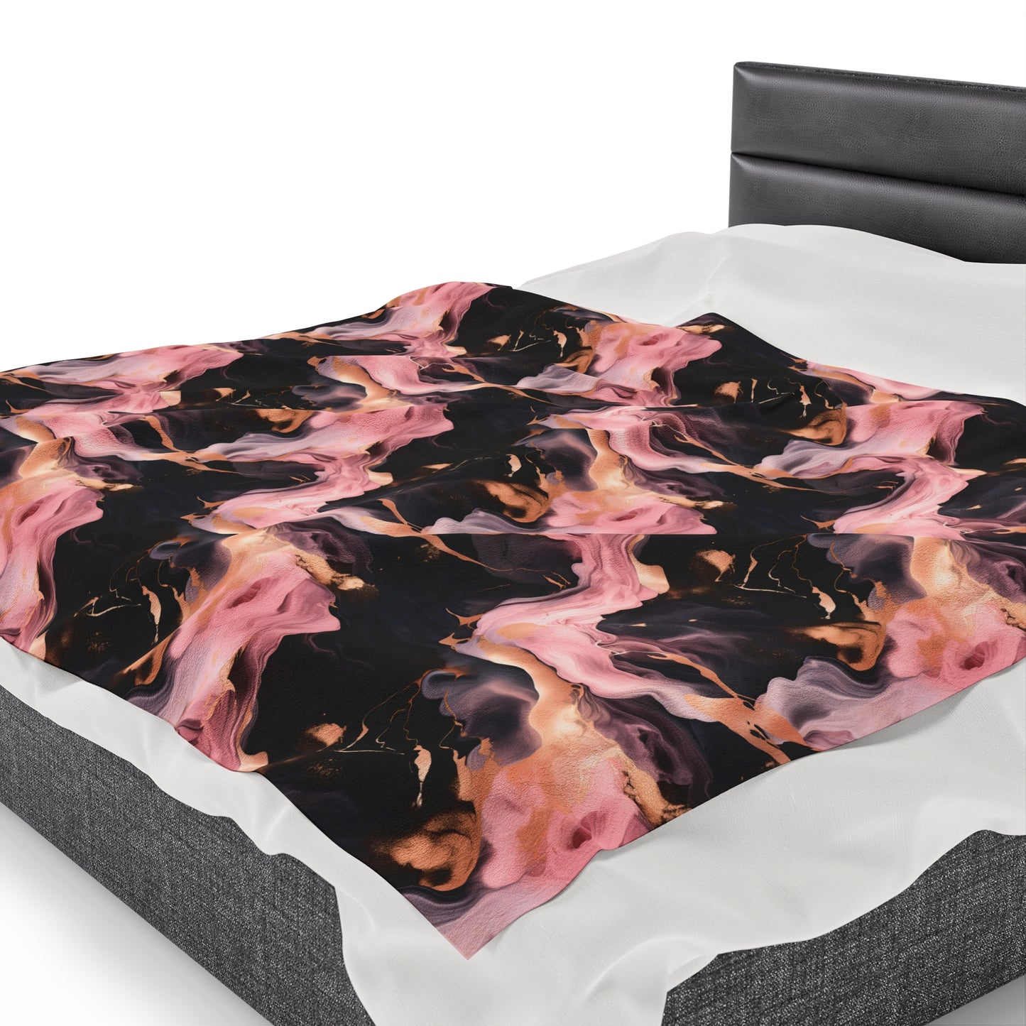 Pink & Black Marble Velveteen Plush Blanket