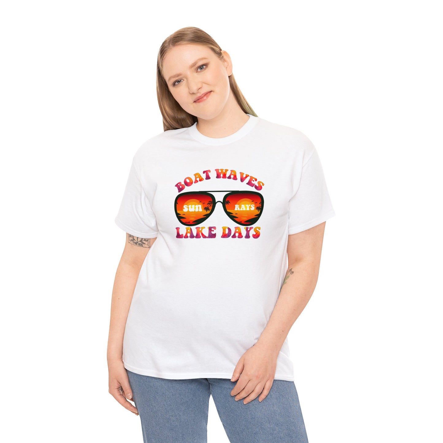 BEACH WAVES LAKE DAYS Unisex Heavy Cotton Tee