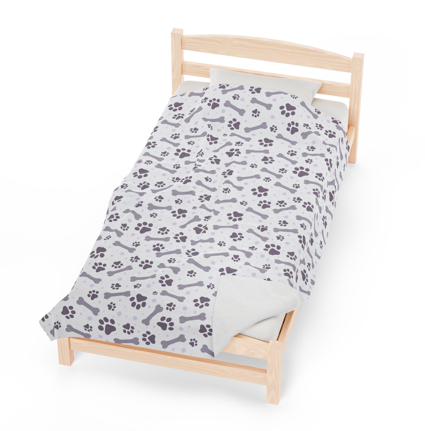 Paw and Bones Print Velveteen Plush Blanket