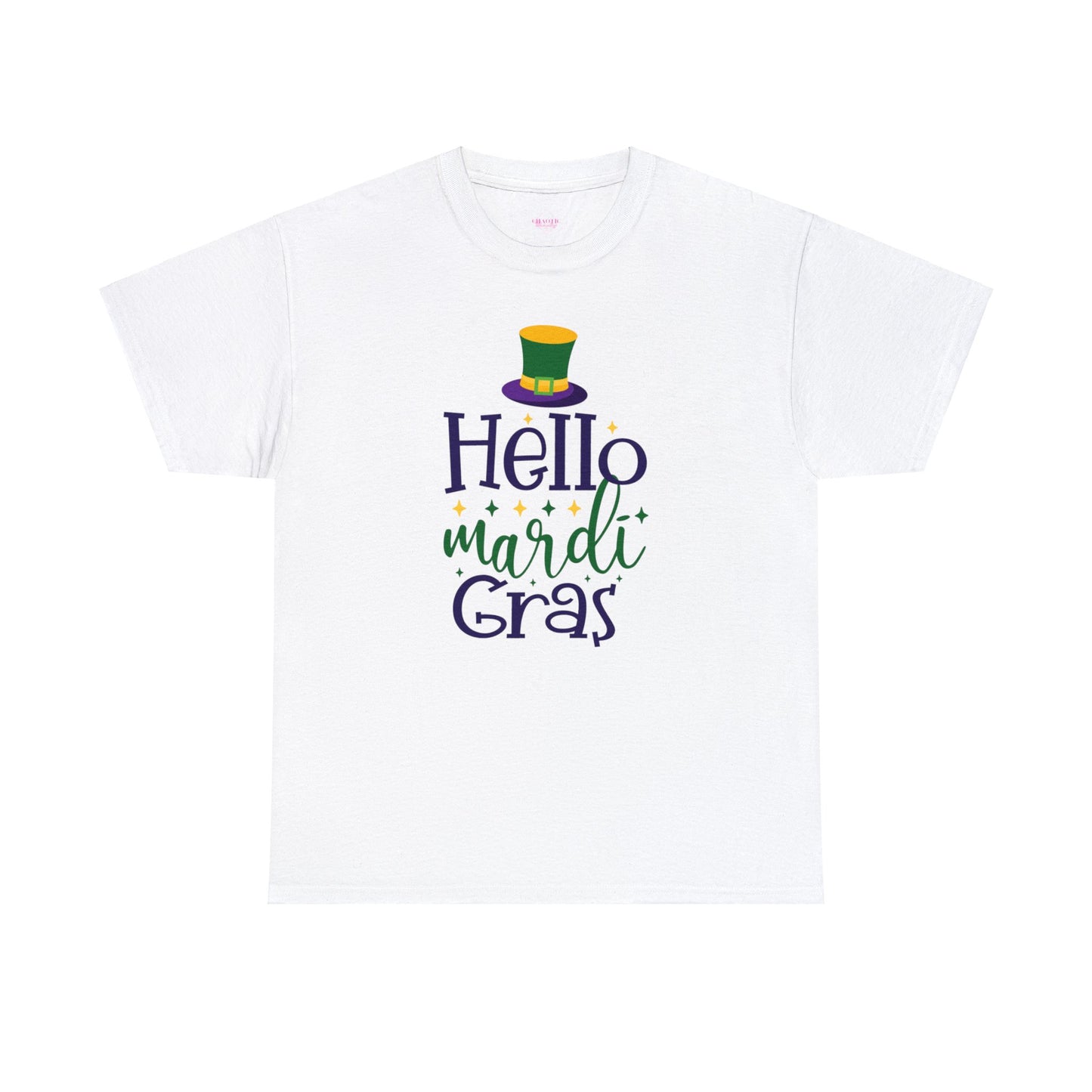 Hello Mardi Gras Unisex Heavy Cotton Tee