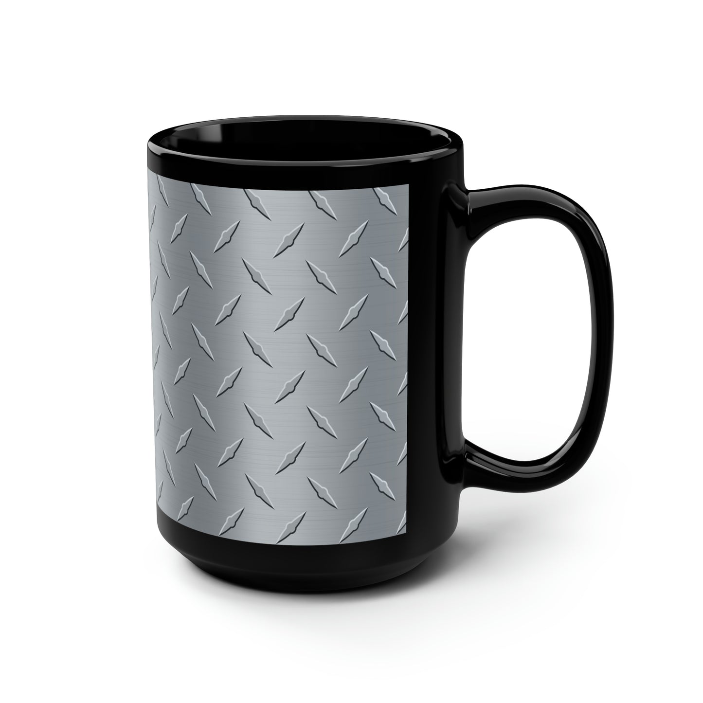 Diamond Plate Black Mug, 15oz