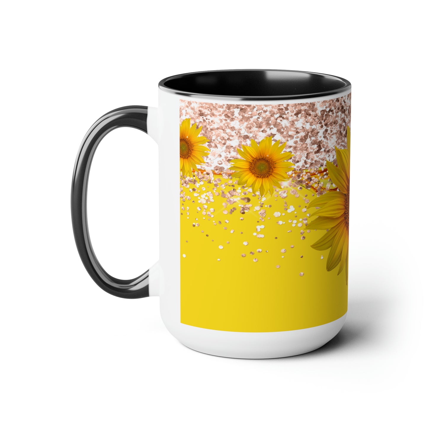 Sunflower Two-Tone Coffee Mugs, 15oz