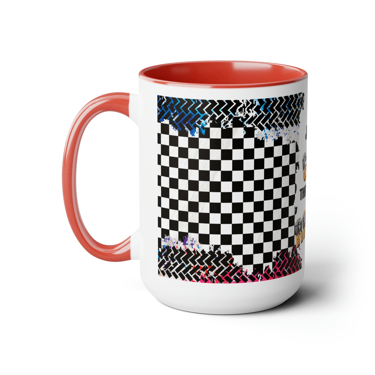 Just a Girl That Loves Racing Two-Tone Coffee Mugs, 15oz